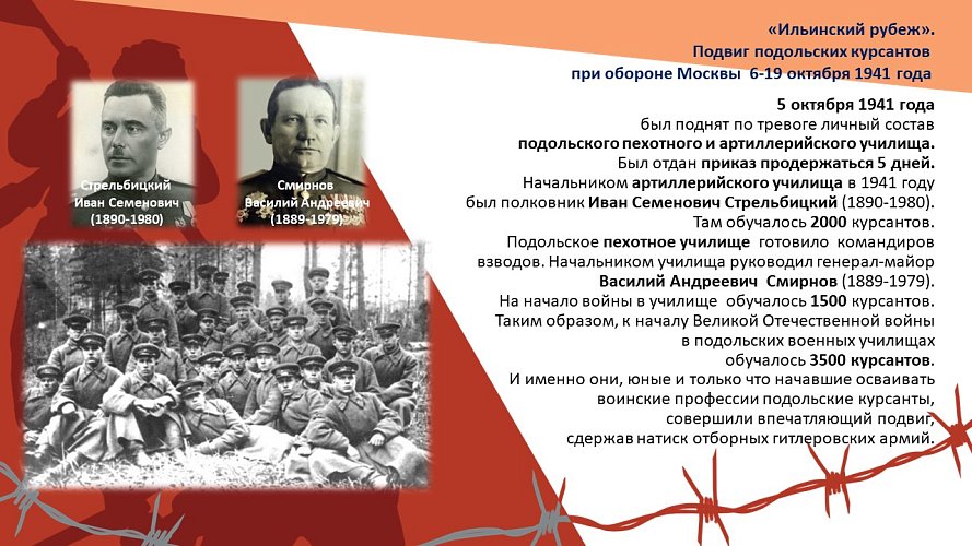 «Ильинский рубеж» Подвиг подольских курсантов при обороне Москва 6-19 октября 1941 года